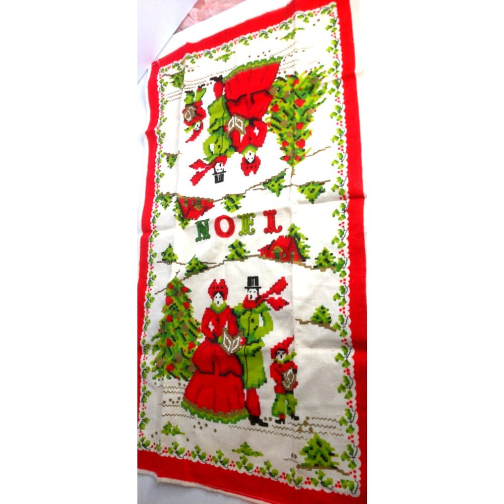 Vintage Parisian Prints Victorian Noel Carolers Christmas Kitchen Tea Towel